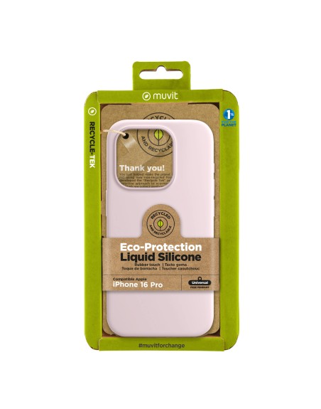 Funda muvit recycletek liquid silicone para apple iphone 16 pro rosa