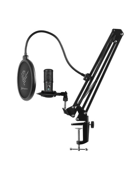 Kit microfono phoenix streamcast pro gaming conector usb - brazo articulado - filtro antipop y montura antivibración