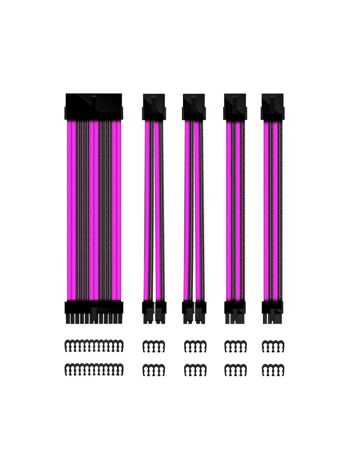 Kit de extension phoenix cables fuente de alimentacion 30cm 24 pines - 4 + 4 pines - 6 + 2 pines negro y morado Kit de extension phoenix cables fuente de alimentacion 30cm 24 pines - 4 + 4 pines - 6 + 2 pines negro y morado