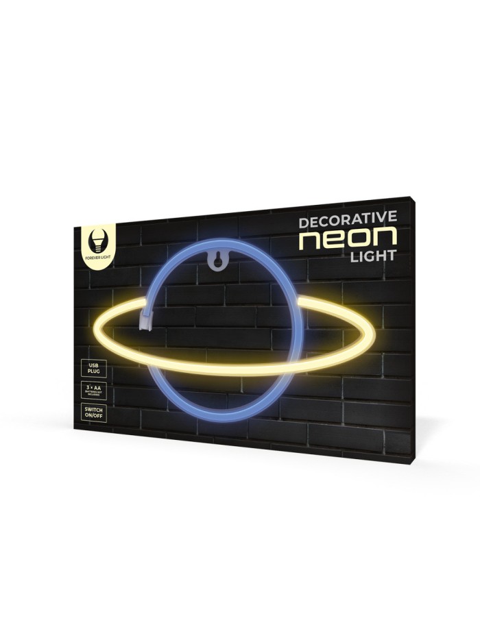 Lampara forever neon led saturn yellow blue Lampara forever neon led saturn yellow blue