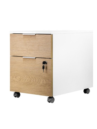 Cajonera phoenix artisan combinación blanca y madera natural