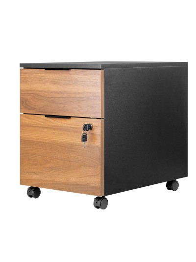Cajonera phoenix artisan combinación negro y madera nogal