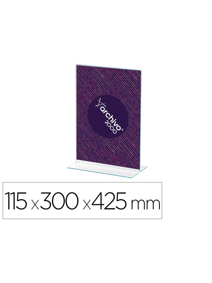 Expositor sobremesa archivo 2000 con forma t poliestireno transparente din a3 vertical doble cara 115x300x425 mm Expositor sobremesa archivo 2000 con forma t poliestireno transparente din a3 vertical doble cara 115x300x425 mm
