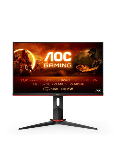 Monitor led 23.6 pulgadas aoc c24g2ae fhd 165hz 1ms 2x hdmi 2x dp curvo