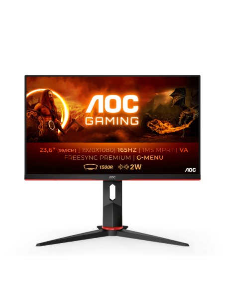 Monitor led 23.6 pulgadas aoc c24g2ae fhd 165hz 1ms 2x hdmi 2x dp curvo