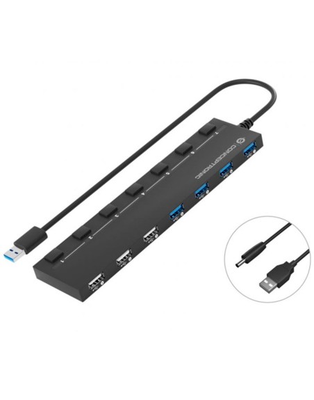 Hub usb 2.0 - 3.0 conceptronic hubbies09 4 puertos 3.0 3 puertos 2.0 con interruptores