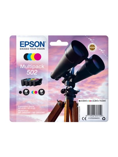 Multipack tinta epson 502 c13t02v64010 negro cian magenta amarillo ink