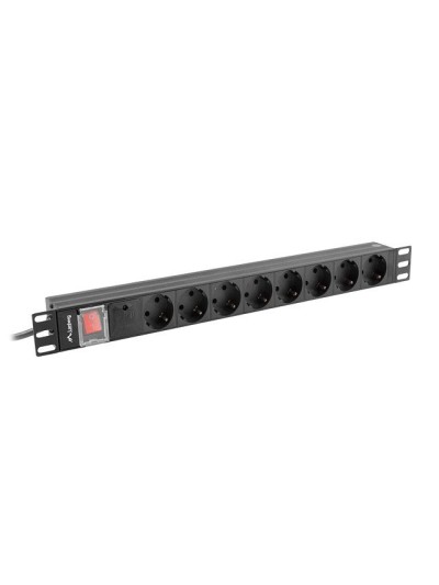 Regleta lanberg 1u 16a rack 19 8x schuko negro 2m