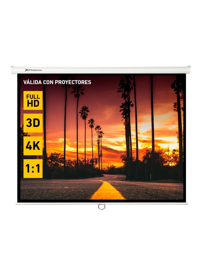 Phoenix - pantalla de proyección manual plegable 112 pulgadas 2 x 2m formatos 1:1 4:3 16:9 de techo y pared Phoenix - pantalla de proyección manual plegable 112 pulgadas 2 x 2m formatos 1:1 4:3 16:9 de techo y pared