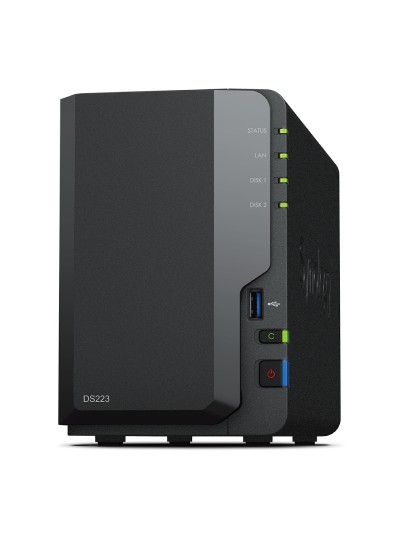 Servidor nas synology disk station ds223 2bay 1.7 ghz qc 2gb ddr 4 1 x gbe 3x usb 3.2
