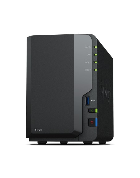 Servidor nas synology disk station ds223 2bay 1.7 ghz qc 2gb ddr 4 1 x gbe 3x usb 3.2