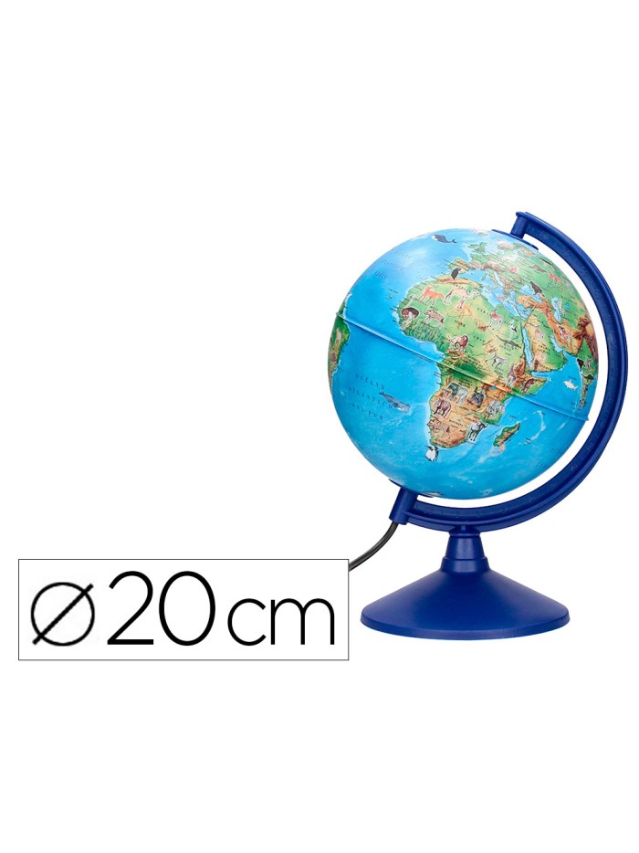 Globo terraqueo liderpapel con luz fisico y politico con animales diametro 20 cm Globo terraqueo liderpapel con luz fisico y politico con animales diametro 20 cm