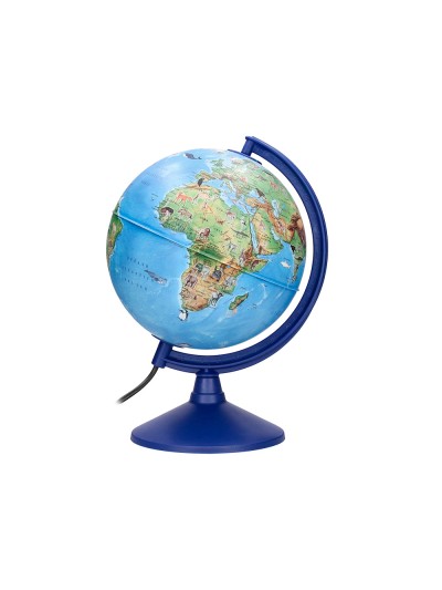 Globo terraqueo liderpapel con luz fisico y politico con animales diametro 20 cm