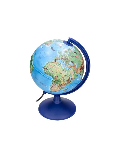 Globo terraqueo liderpapel con luz fisico y politico con animales diametro 20 cm