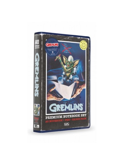 Set papeleria vhs sd toys gremlins libreta chapas y boligrafo