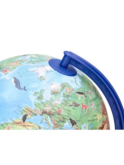 Globo terraqueo liderpapel con luz fisico y politico con animales diametro 20 cm