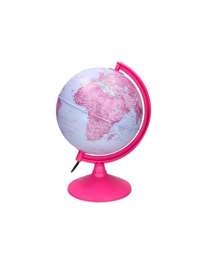 Globo terraqueo liderpapel con luz fisico y politico diametro 20 cm color rosa