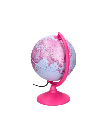 Globo terraqueo liderpapel con luz fisico y politico diametro 20 cm color rosa