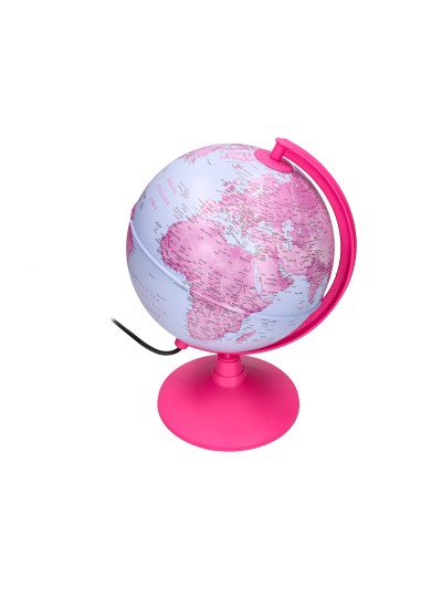 Globo terraqueo liderpapel con luz fisico y politico diametro 20 cm color rosa