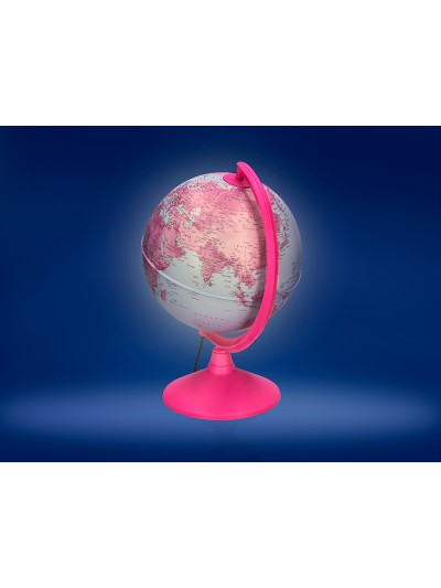 Globo terraqueo liderpapel con luz fisico y politico diametro 20 cm color rosa