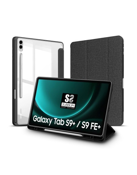 Funda tablet sublim clear shock case para samsung galaxy tab s9+ - s9 fe+ 12.4 pulgadas negra