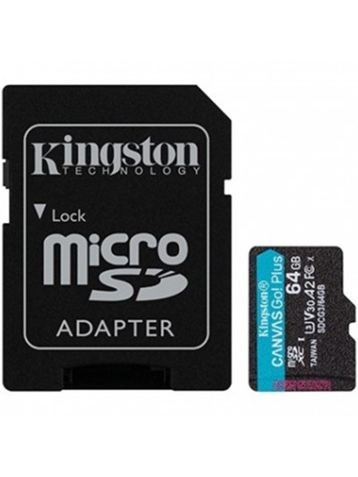Memoria micro sdxc 64gb kingston canvas go uhs - i cl10 r: 170mb - s w:70mb - s + adaptador sd