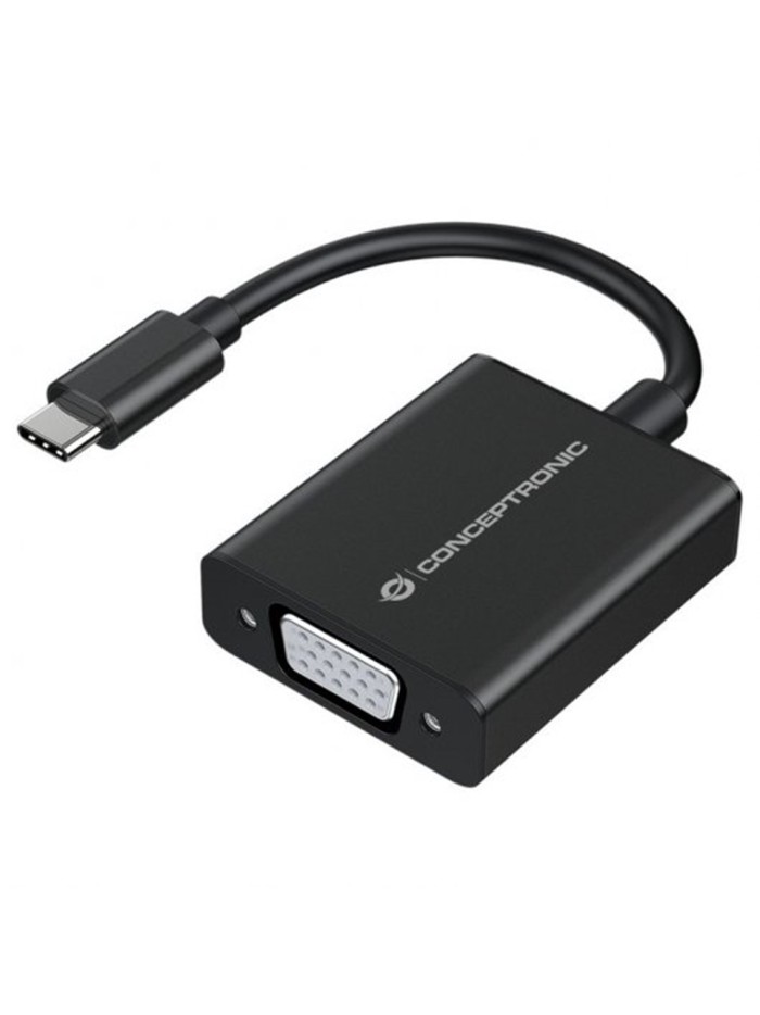 Adaptador usb tipo c a vga conceptronic 10.8cm - macho - hembra - negro Adaptador usb tipo c a vga conceptronic 10.8cm - macho - hembra - negro