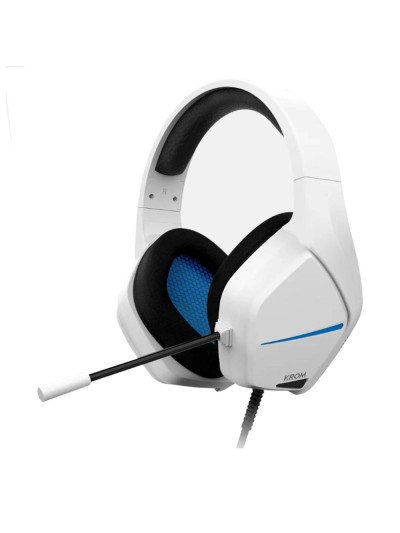 Auriculares gaming krom kopa move jack 3.5mm blanco - azul