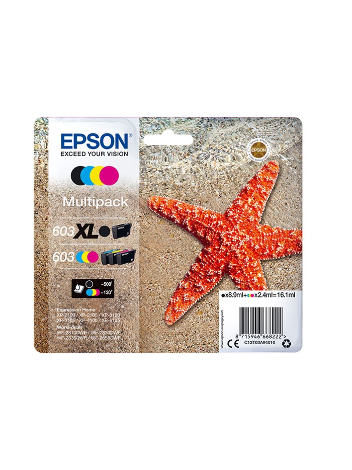 Multipack cartucho tinta epson 603xl c13t03a94010 negro - cian - amarillo - magenta - estrella de mar Multipack cartucho tinta epson 603xl c13t03a94010 negro - cian - amarillo - magenta - estrella de mar