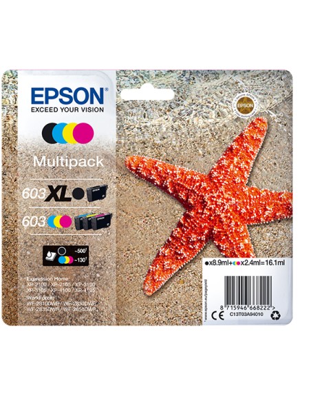 Multipack cartucho tinta epson 603xl c13t03a94010 negro - cian - amarillo - magenta - estrella de mar
