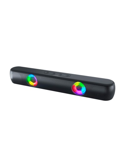 Barra de sonido q-connect bluetooth con iluminacion led y control de volumen color negro