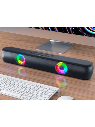 Barra de sonido q-connect bluetooth con iluminacion led y control de volumen color negro