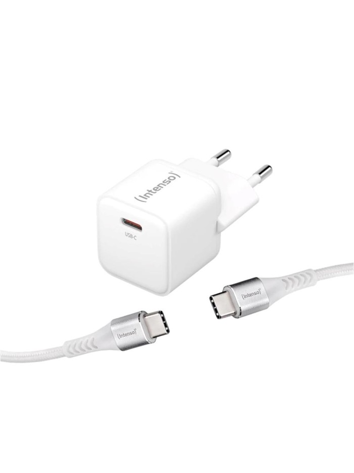Cargador pared intenso gan w30c usb tipo c blanco + cable usb tipo c Cargador pared intenso gan w30c usb tipo c blanco + cable usb tipo c