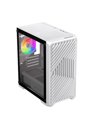 Caja ordenador gaming keep out xc - 220w glass matx argb cristal templado blanco