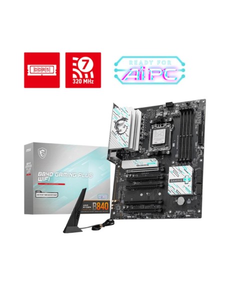 Placa base msi b840 gaming plus am5 wifi atx - 4x ddr5 - 3x usb 3.2 - 1x usb tipo c