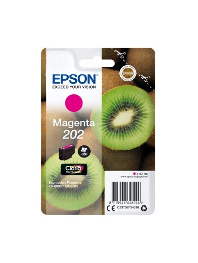Cartucho tinta epson c13t02f34010 singlepack magenta 202 claria premium ink xp - 6000 - xp - 6005 - kiwi