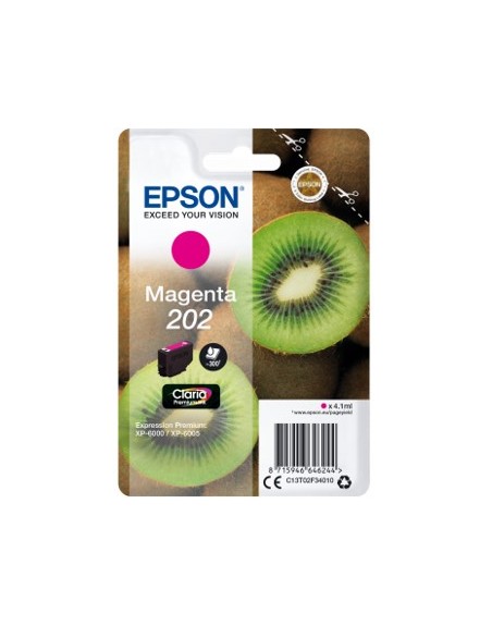 Cartucho tinta epson c13t02f34010 singlepack magenta 202 claria premium ink xp - 6000 - xp - 6005 - kiwi