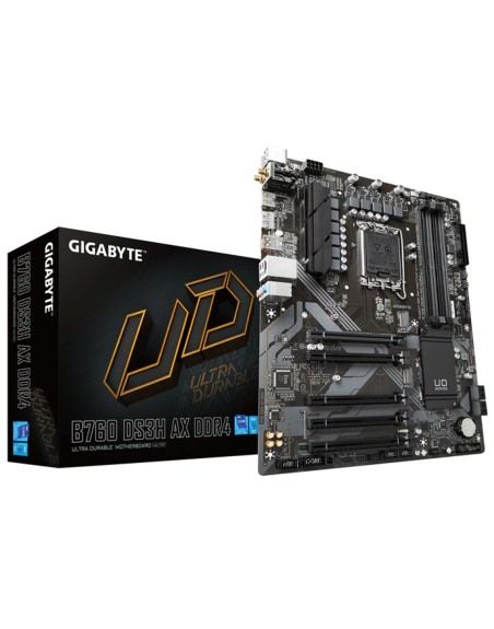 Placa base gigabyte b760 ds3h ax 1700 atx - 4 x ddr4 - 4 x sata - 1 x dp - 1 x hdmi - 4 x usb 2.0 - 1 x usb 3.2 - 1 x usb tipo c