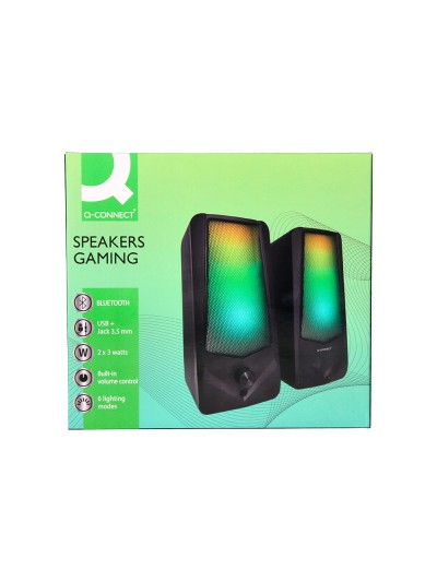 Altavoces q-connect gaming blu etooth con iluminación rgb potencia maxima 2x3w control de volumen color negro