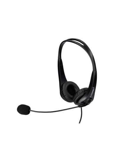 Auricular q-connect biaural diadema con microfono y control de volumen conexion usb cable de 2m color negro