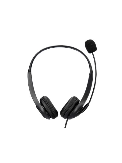 Auricular q-connect biaural diadema con microfono y control de volumen conexion usb cable de 2m color negro