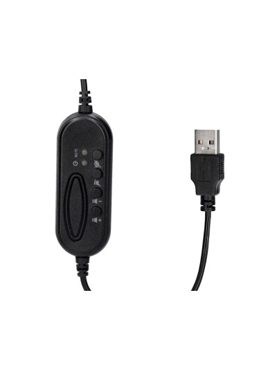Auricular q-connect biaural diadema con microfono y control de volumen conexion usb cable de 2m color negro