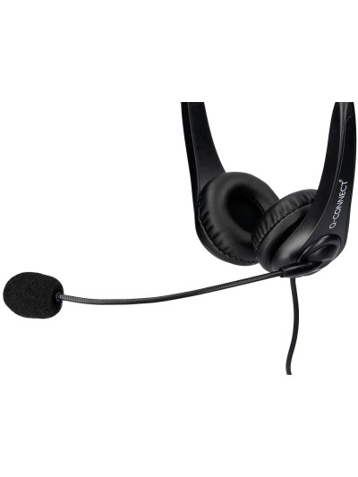 Auricular q-connect biaural diadema con microfono y control de volumen conexion usb cable de 2m color negro