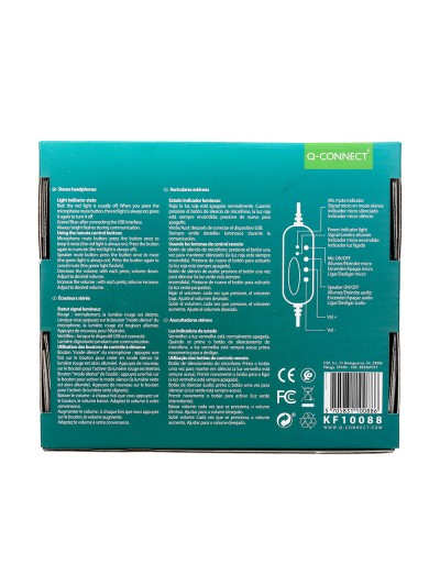 Auricular q-connect biaural diadema con microfono y control de volumen conexion usb cable de 2m color negro