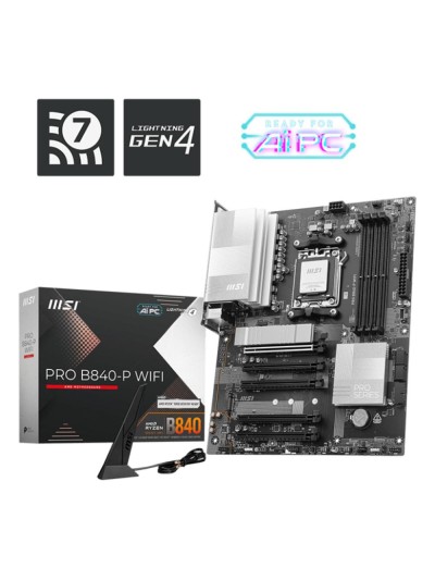 Placa base msi pro b840 - p am5 wifi atx - 4x ddr5 - 3x usb 3.2 - 1x usb tipo c