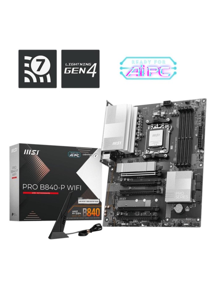 Placa base msi pro b840 - p am5 wifi atx - 4x ddr5 - 3x usb 3.2 - 1x usb tipo c Placa base msi pro b840 - p am5 wifi atx - 4x ddr5 - 3x usb 3.2 - 1x usb tipo c