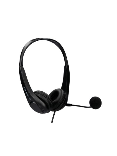 Auricular q-connect biaural diadema con microfono y control de volumen conexion usb cable de 2m color negro