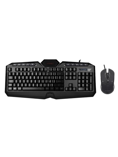 Set teclado y raton q-connect gaming con cable e iluminacion led color negro
