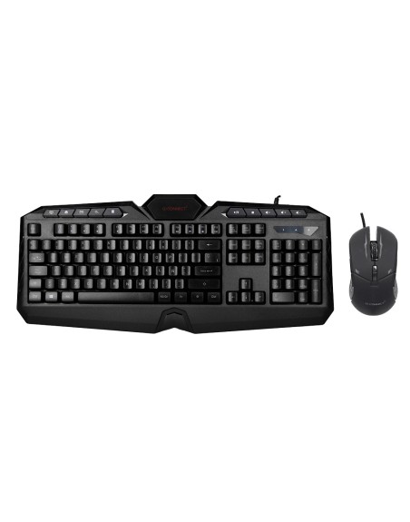 Set teclado y raton q-connect gaming con cable e iluminacion led color negro