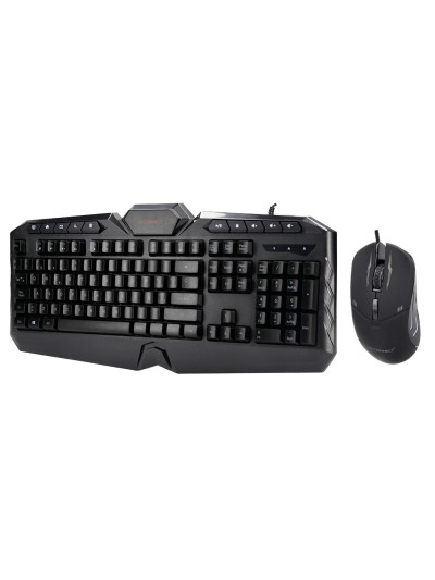 Set teclado y raton q-connect gaming con cable e iluminacion led color negro